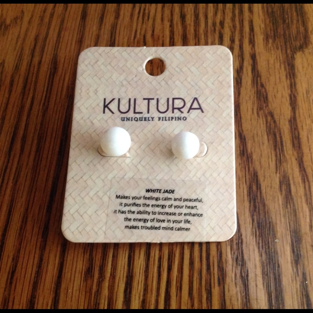 White Jade Stud Lucky charms Fashion earrings